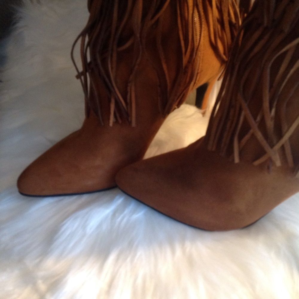 “ On Sale” Fringed Knee High - High Heel Boots